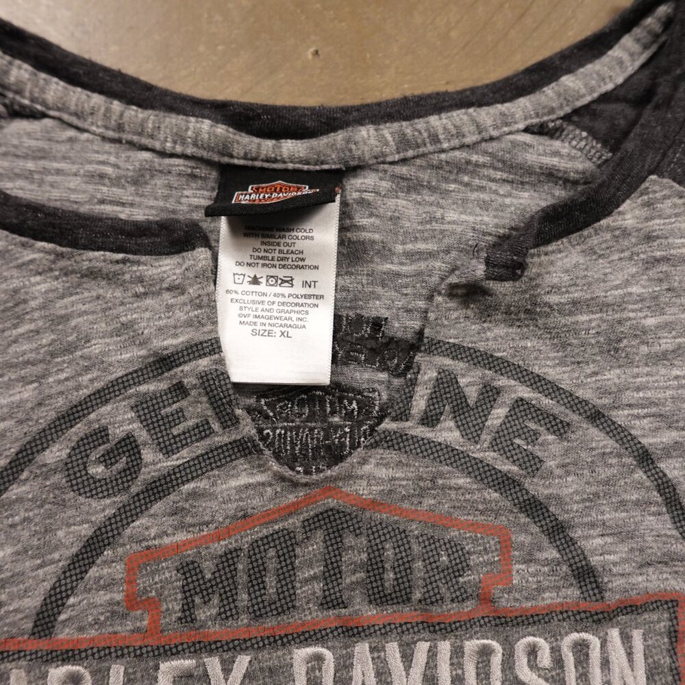 Harley-Davidson Raglan Long Sleeve Tee Women’s XL Gray‎ Black Vintage Moto - Picture 5 of 11